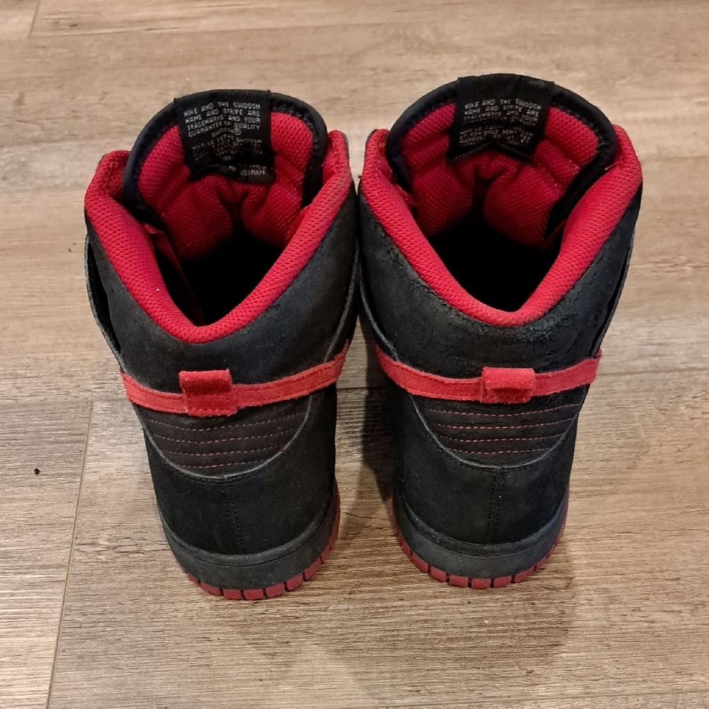 Sold On DP Nike Dunk High Gray 317982-062 Red Suede 2008 Rare Black Bred Mens 9 - Picture 3 of 8